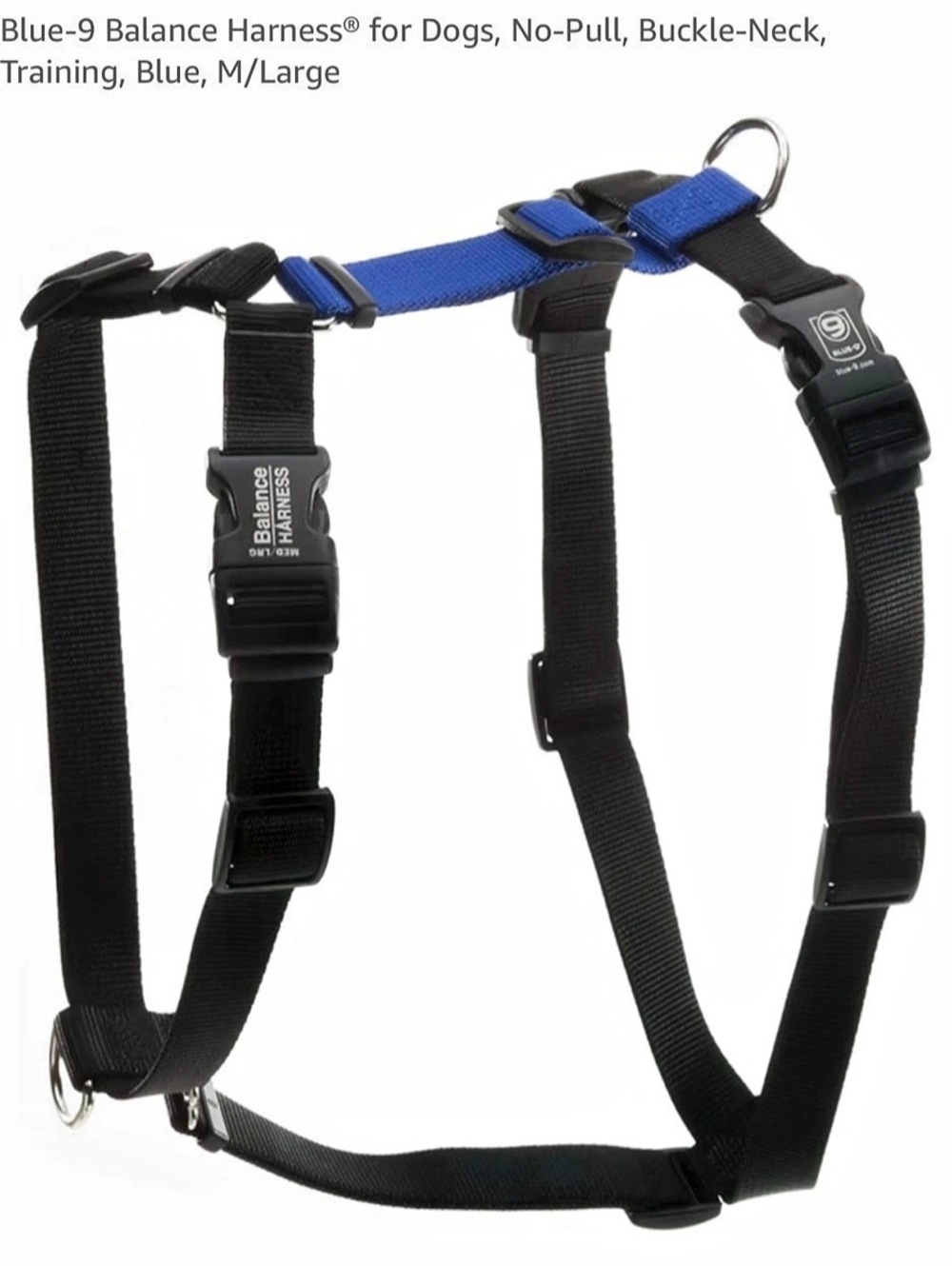 Blue-9 Buckle-Neck Balance Harness Black & Blue M/L